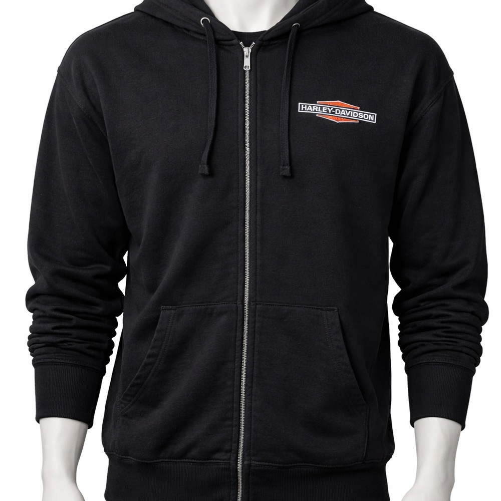 Harley-Davidson Black Zip-Up Men's Sweater